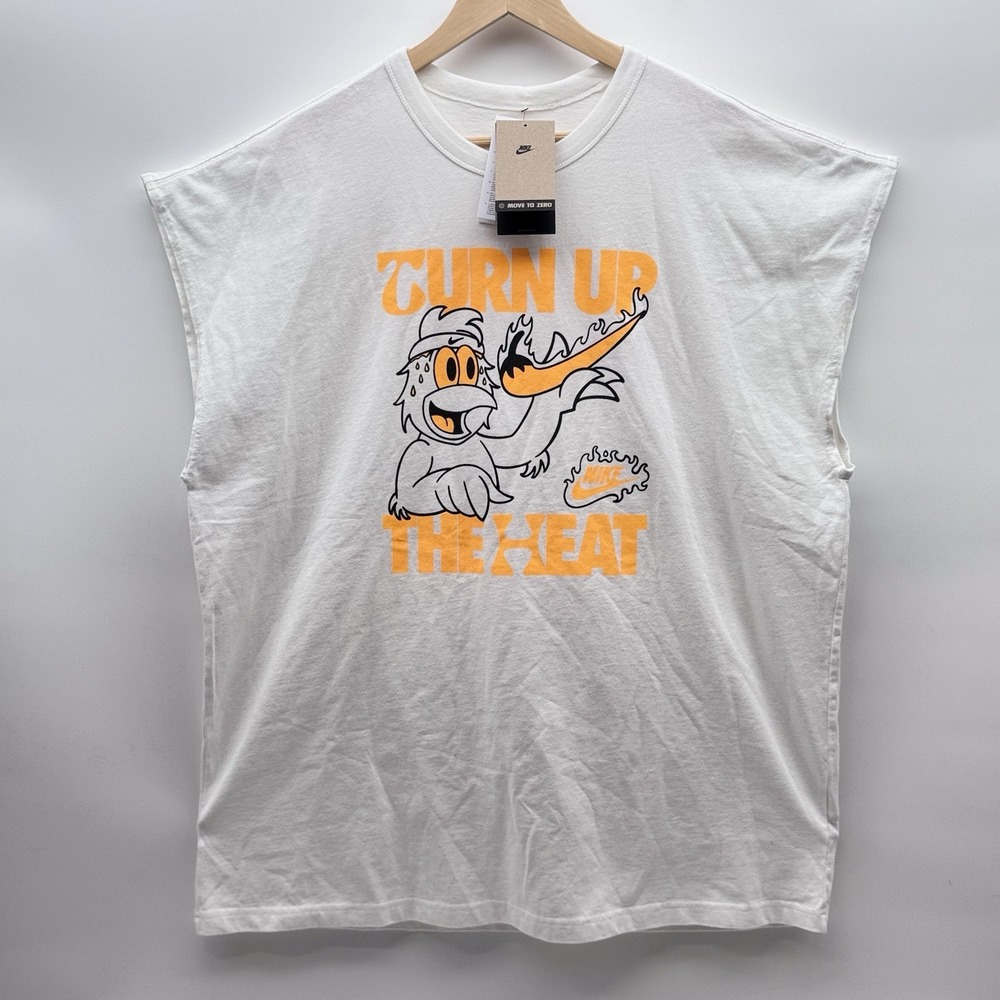 Nike‎ Turn Up The Heat  Men's Large White Orange Graphic T-Shirt 100% Cotton